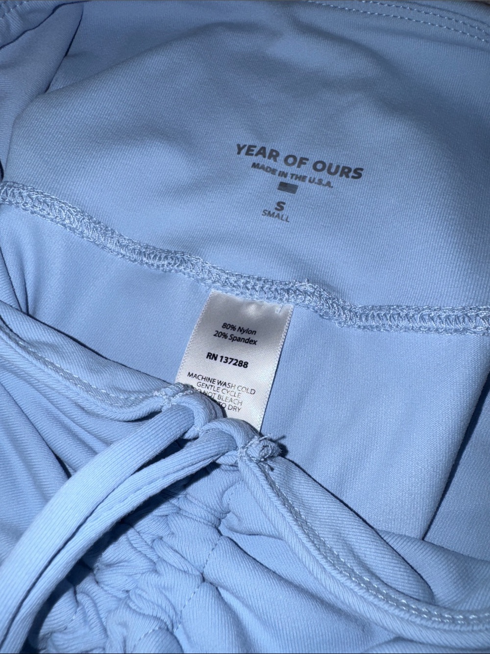 Year of Ours Ruched Drawstring Leggings — Lavender & Light Blue - Picture 4 of 8